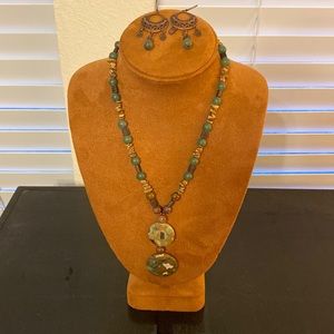 Handmade necklace and earrings.